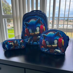 Mochila Sonic Set de 3 piezas con lapicera y lonchera
