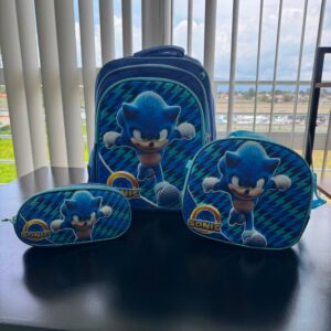 Mochila Sonic Set de 3 piezas con lonchera y lapicera
