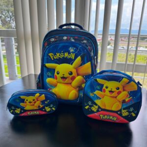 Mochila de Pokemon Pikachu Set paquete con lonchera y Lapicera